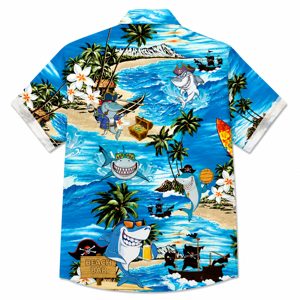 Plus Size Shark Beach Hawaiian Shirt