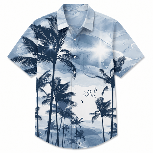 Coconut Tree Beach Button-Up Shirt