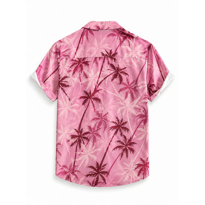 Coconut Tree Pattern Button-Up Shirt