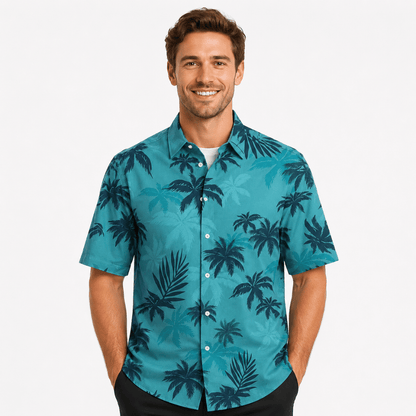 3D Plant Print Beach Shirt