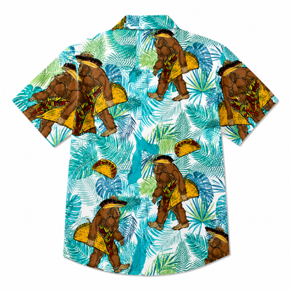 Tropical Print Hawaiian Taco Beach Button-Up Shirt