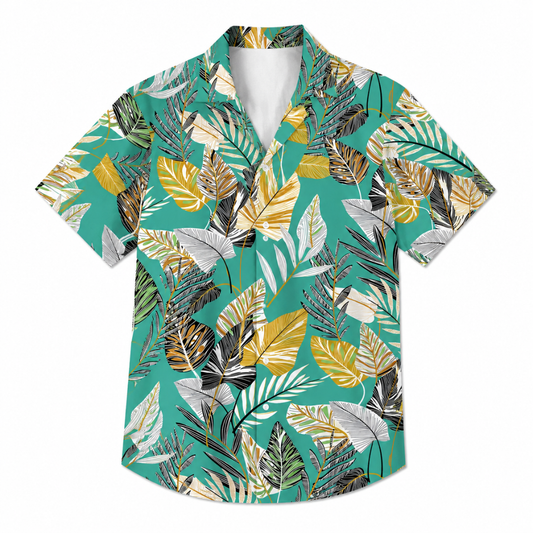 Golden Leaf Casual Summer Button-Up Shirt