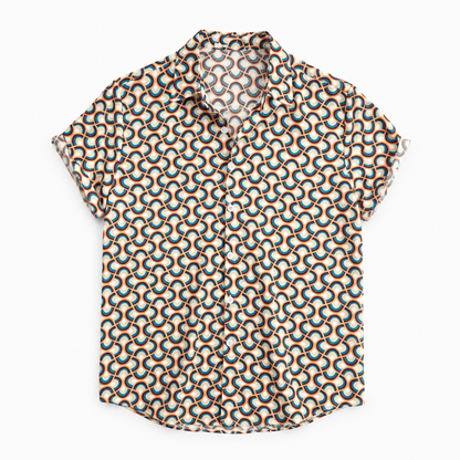 Retro Geometric Circles Hawaiian Shirt