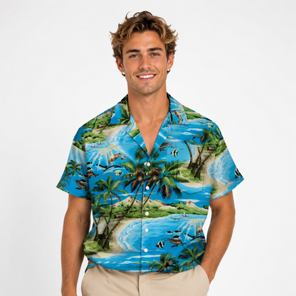 Fashion Print Casual Short Sleeve Button-Up Shirt