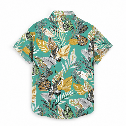 Golden Leaf Casual Summer Button-Up Shirt