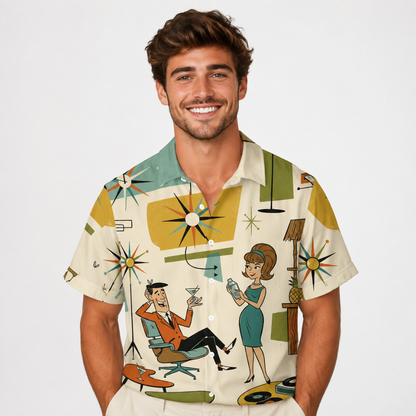 Vintage Medieval Geometric Print Hawaiian Shirt