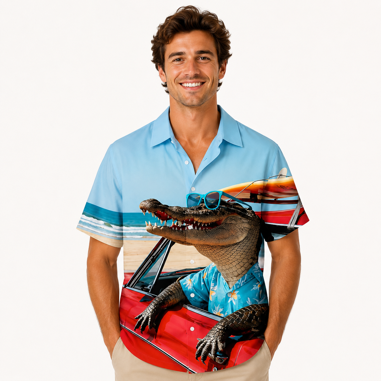 Tropical Crocodile Print Hawaiian Shirt
