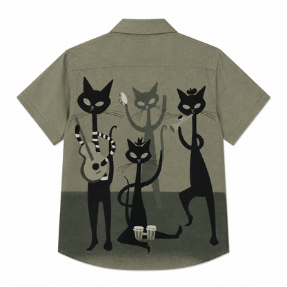 Men's Retro Cat Print Hawaiian Shirt