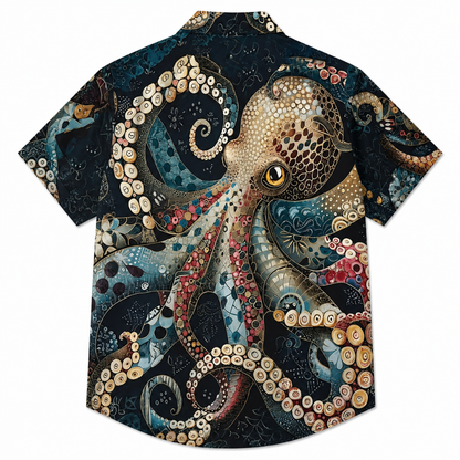 Vintage Octopus Print Plus Size Hawaiian Shirt