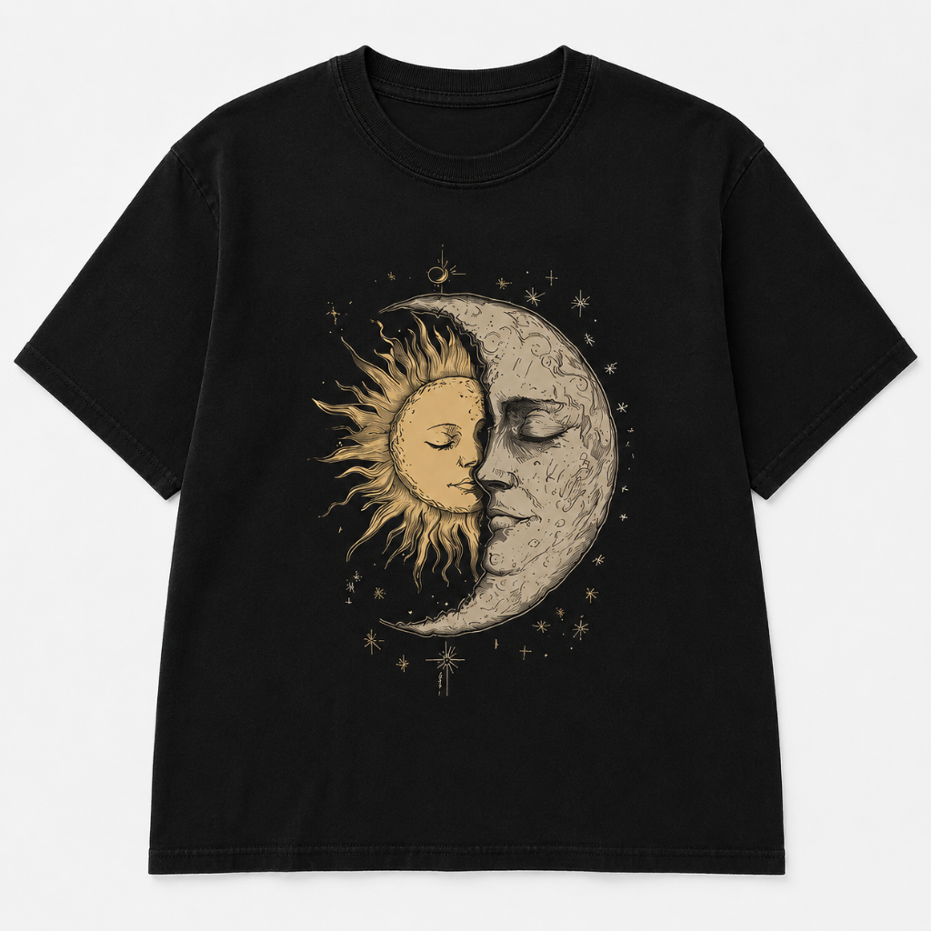 Celestial Moon & Sun Graphic T-Shirt