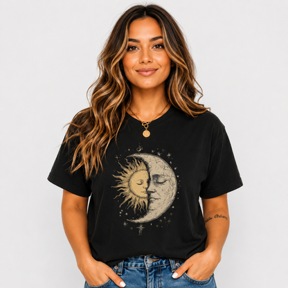 Celestial Moon & Sun Graphic T-Shirt