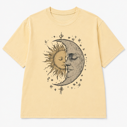 Celestial Moon & Sun Graphic T-Shirt