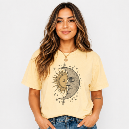 Celestial Moon & Sun Graphic T-Shirt