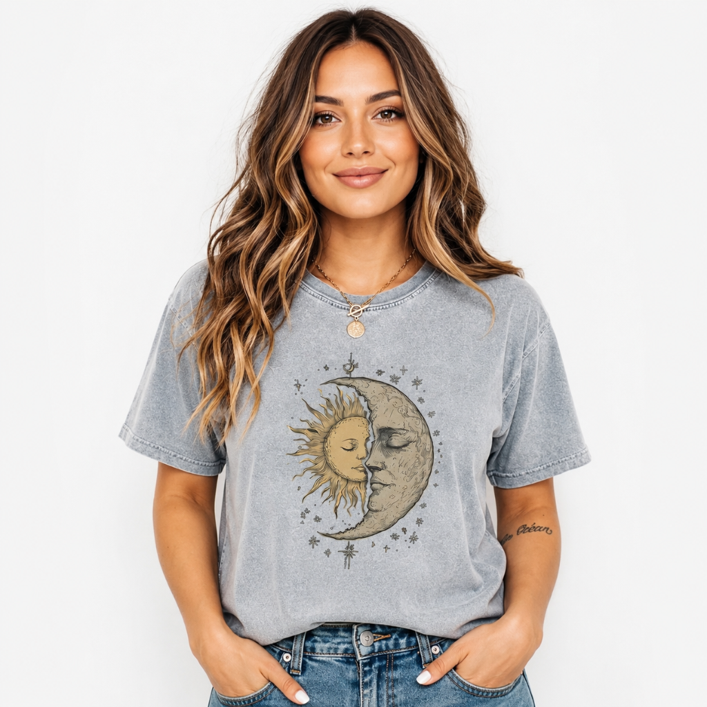 Celestial Moon & Sun Graphic T-Shirt