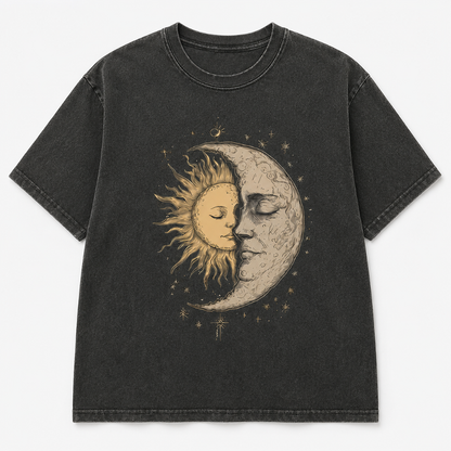Celestial Moon & Sun Graphic T-Shirt