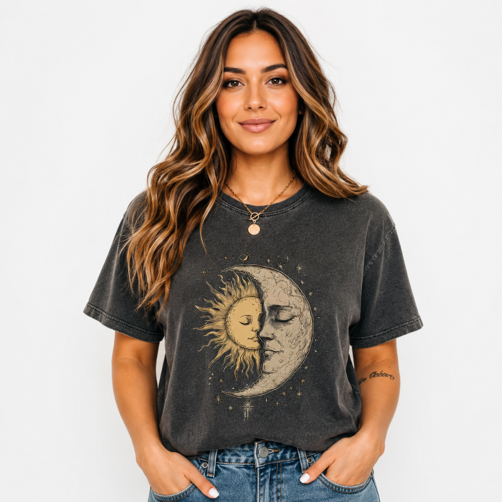Celestial Moon & Sun Graphic T-Shirt