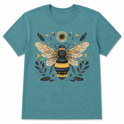 Vintage Bee Botanical Graphic Tee for Women