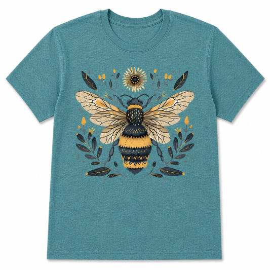 Vintage Bee Botanical Graphic Tee for Women
