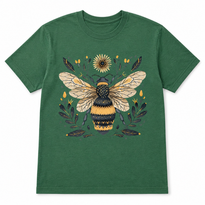 Vintage Bee Botanical Graphic Tee for Women