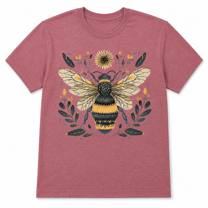 Vintage Bee Botanical Graphic Tee for Women