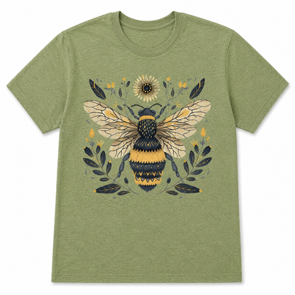 Vintage Bee Botanical Graphic Tee for Women