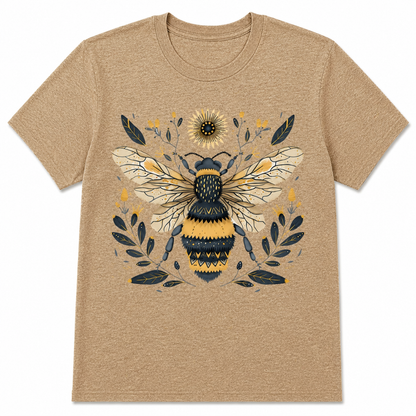 Vintage Bee Botanical Graphic Tee for Women