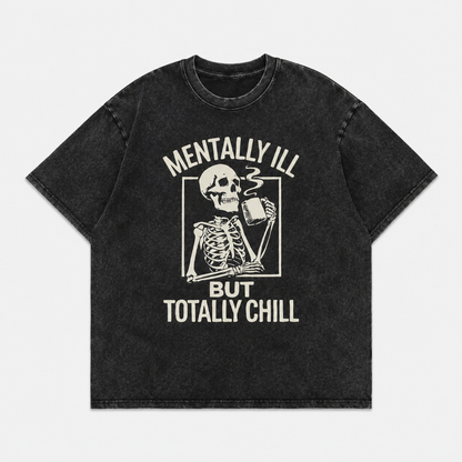 Women's Vintage Washed Skull Graphic T-Shirt