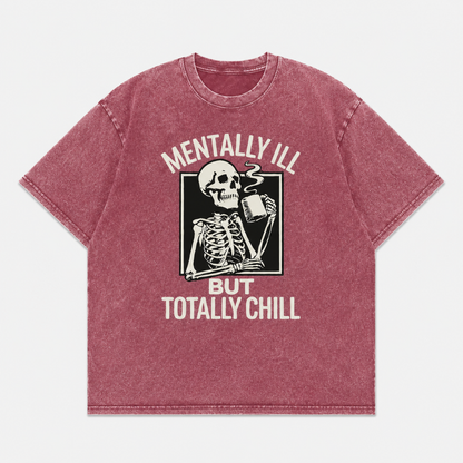 Women's Vintage Washed Skull Graphic T-Shirt