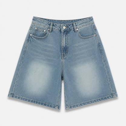 Women's Vintage Wash Wide Leg Bermuda Denim Shorts