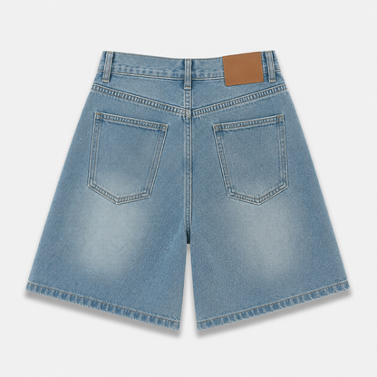 Women's Vintage Wash Wide Leg Bermuda Denim Shorts