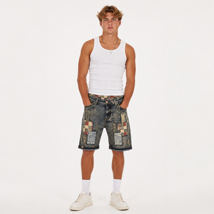 Men's Vintage Ripped Denim Shorts