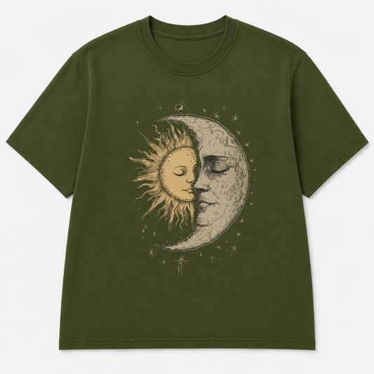 Celestial Moon & Sun Graphic T-Shirt