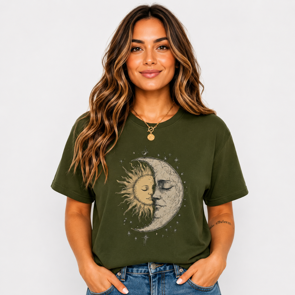 Celestial Moon & Sun Graphic T-Shirt