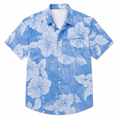 Plus Size Hawaiian Floral Button Shirt