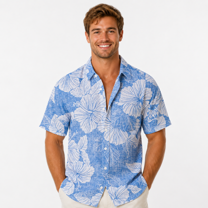 Plus Size Hawaiian Floral Button Shirt