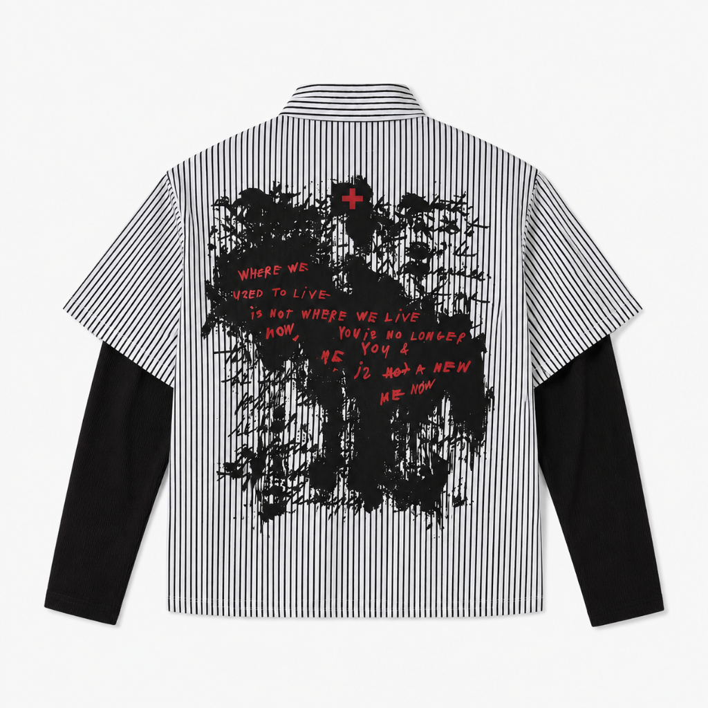 Mens Dark Faux Stripted Shirt