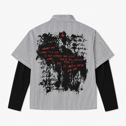 Mens Dark Faux Stripted Shirt
