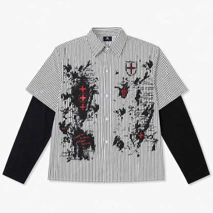 Mens Dark Faux Stripted Shirt