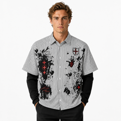 Mens Dark Faux Stripted Shirt