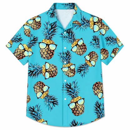 Men's Tropical Pineapple Print Button Shirt