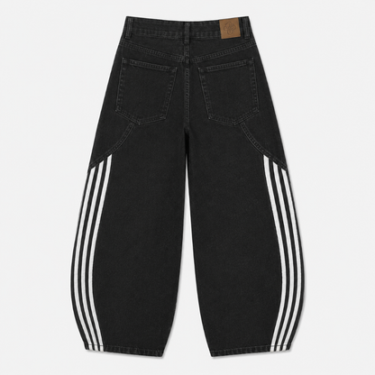 Mens Contrast Side Stripe Denim Barrel Jeans