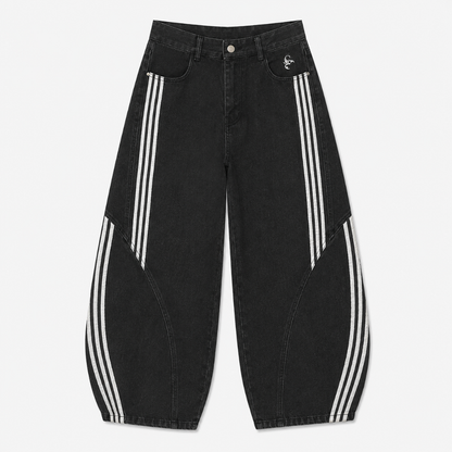 Mens Contrast Side Stripe Denim Barrel Jeans
