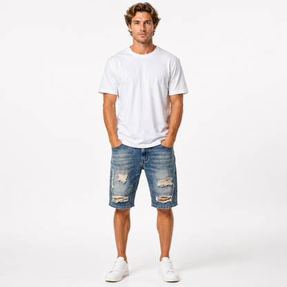 Men's Distressed Denim Shorts