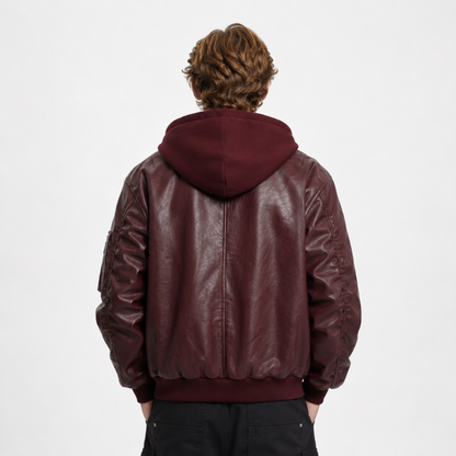 Retro Distressed Washed PU Leather Jacket