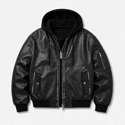 Retro Distressed Washed PU Leather Jacket