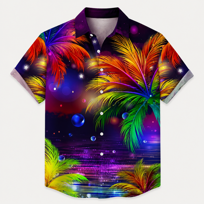Plus Size Tropical Sunset Button Shirt
