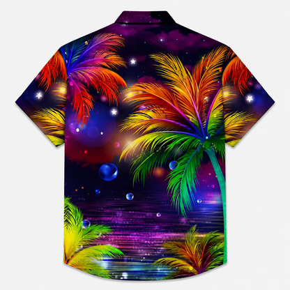 Plus Size Tropical Sunset Button Shirt