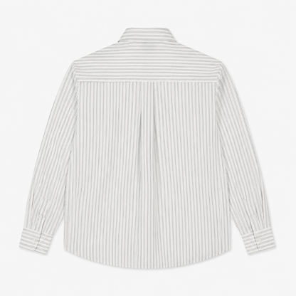 Puppy Graphic Striped Cotton Linen Shirt