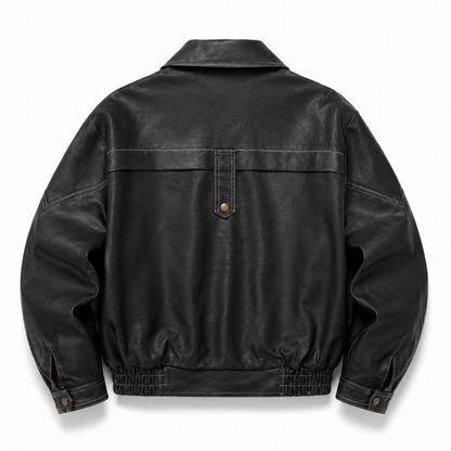 Vintage Faux Leather Oversized Bomber Jacket
