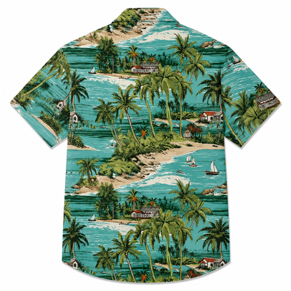 Island Paradise Print Button Shirt